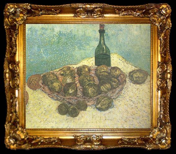 framed  Vincent Van Gogh Still life:Bottle,Lemons and Oranges (nn04), ta009-2